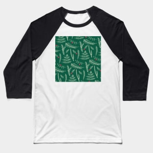 Holly Leaves, Pattern, Christmas Baseball T-Shirt